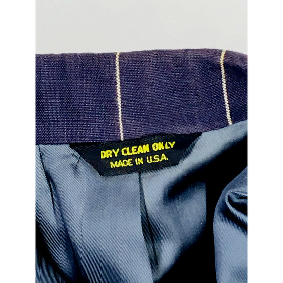 42L Jacobsons USA Mens Vintage Double Breasted Linen Wool Blazer Jacket Navy - Picture 14 of 14